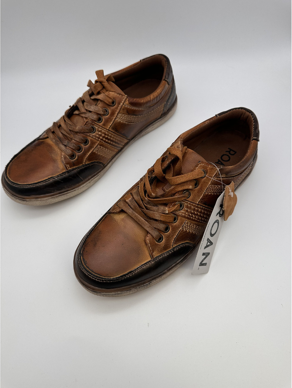 ROAN Brown Leather Casual Sneakers Men's Size 9